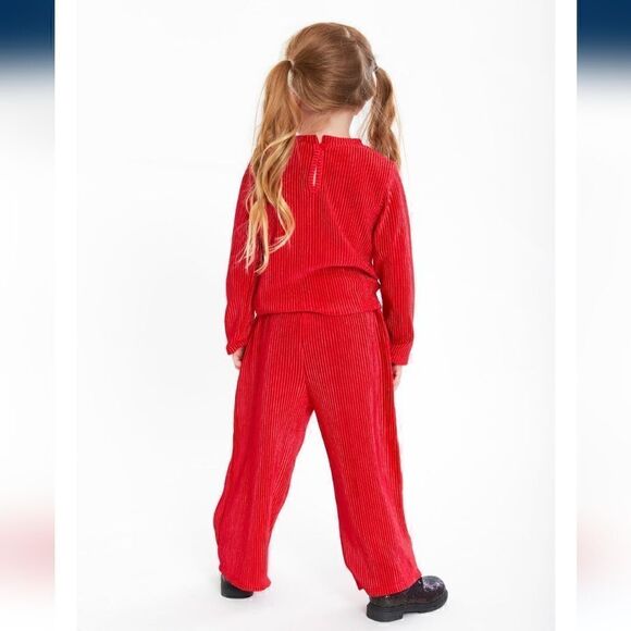 Nwt Girls Christmas Valentine's Day Outfit, Wide leg pants and Top, Red - Picture 4 of 8